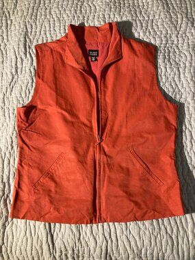 Eileen Fisher burnt orange zip vest size M